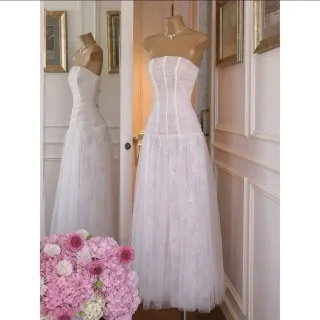 Photo 2 of Váy dạ hội hồng pastel ren corset nữ