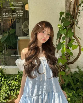 Photo 3 of Đầm babydoll caro xanh nhạt nữ