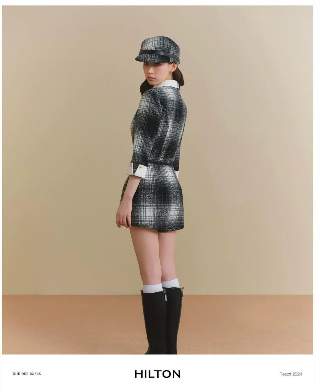 Photo 5 of Set vest caro tweed đen trắng nữ Joie Des Roses