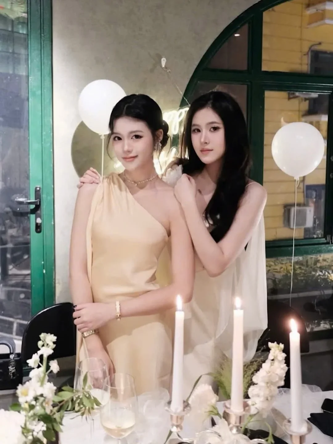 Ảnh 5 của Váy dạ hội lụa be lệch vai size S