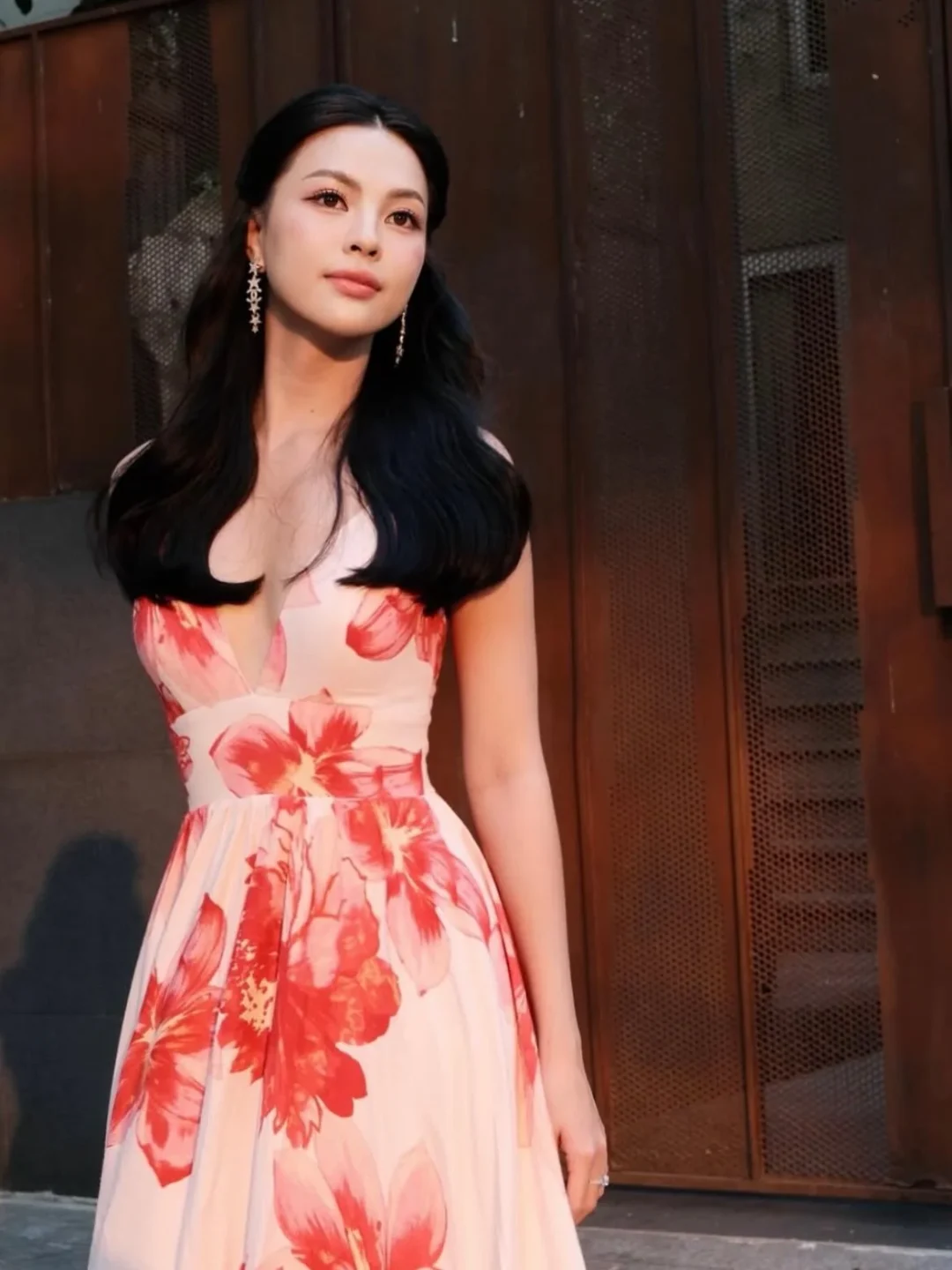 Photo 3 of Váy maxi hoa hồng nhạt size S