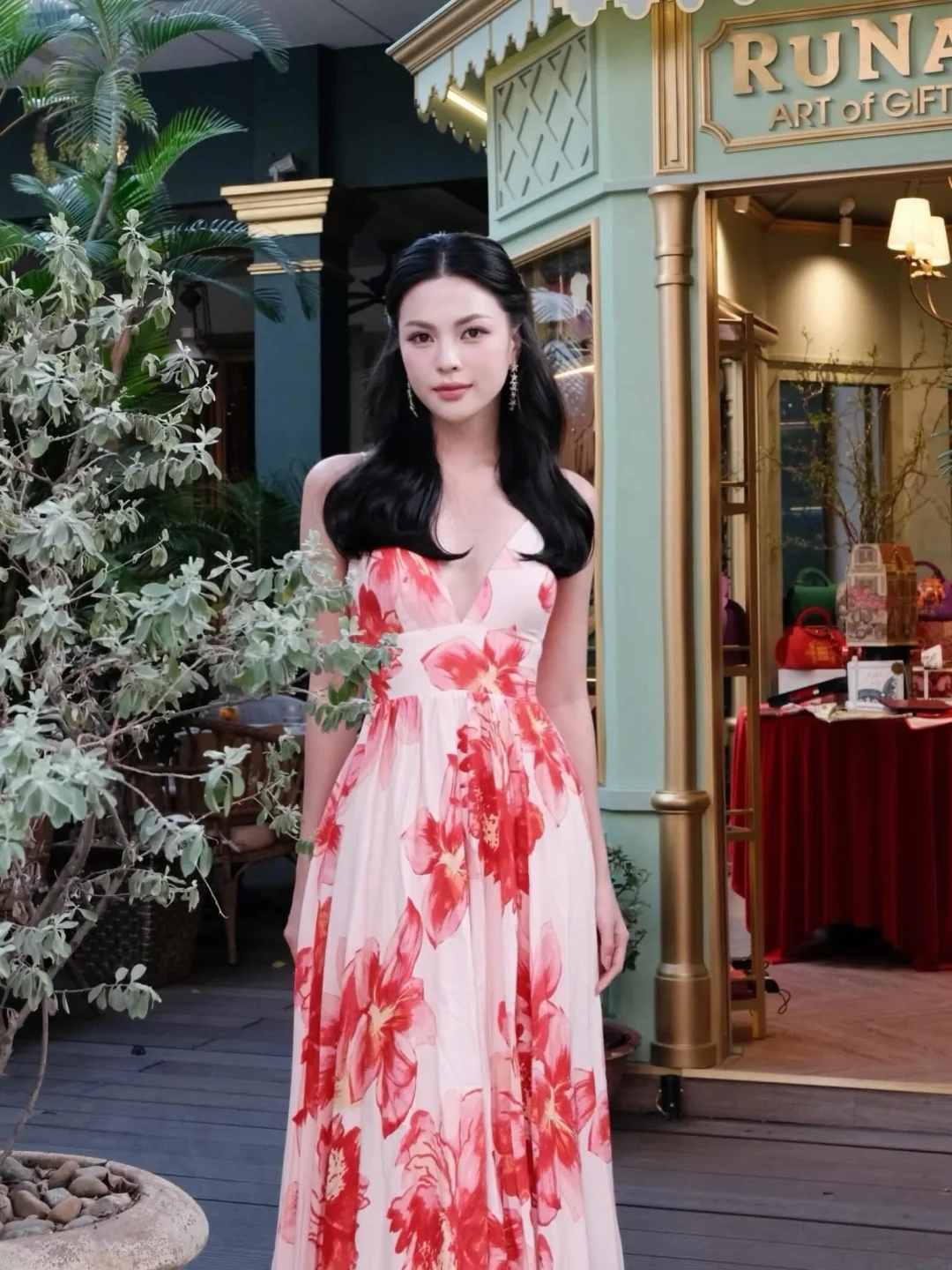 Photo 6 of Váy maxi hoa hồng nhạt size S