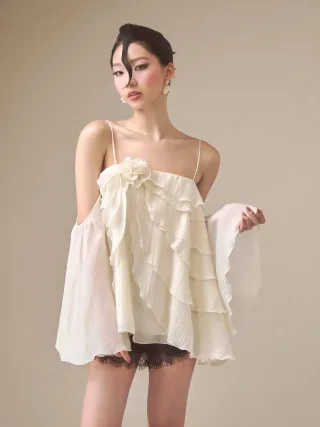 Ảnh 1 của Áo voan trắng trễ vai Enka size S