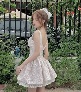 Ảnh 2 của Váy hoa nhí corset trắng nữ tính