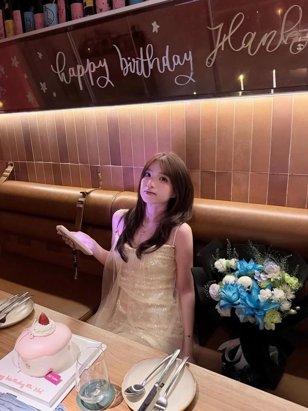 Ảnh 3 của Đầm kim sa hai dây be Amelie