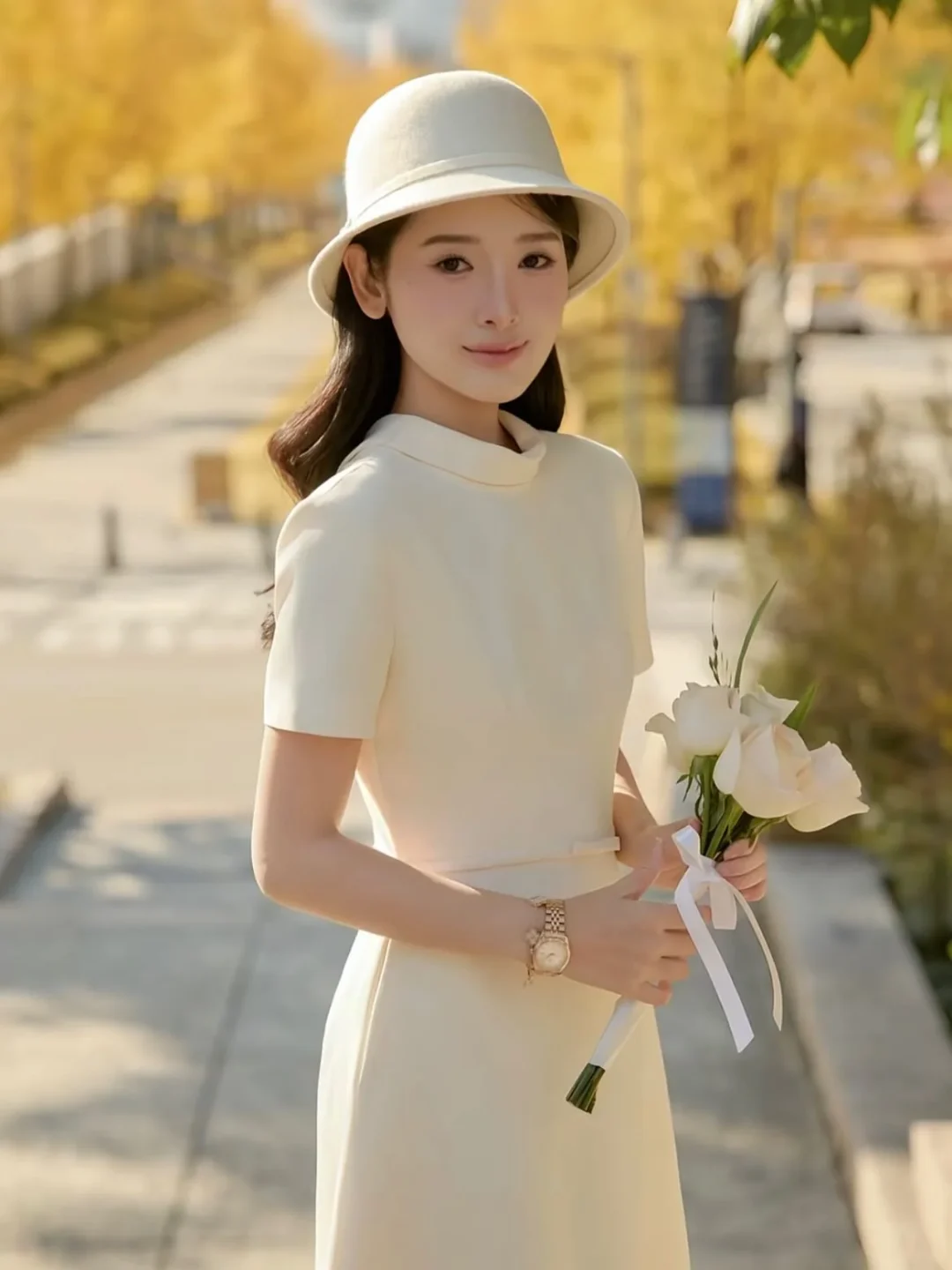 Photo 4 of Set áo chân váy trắng kem Joie Des Roses