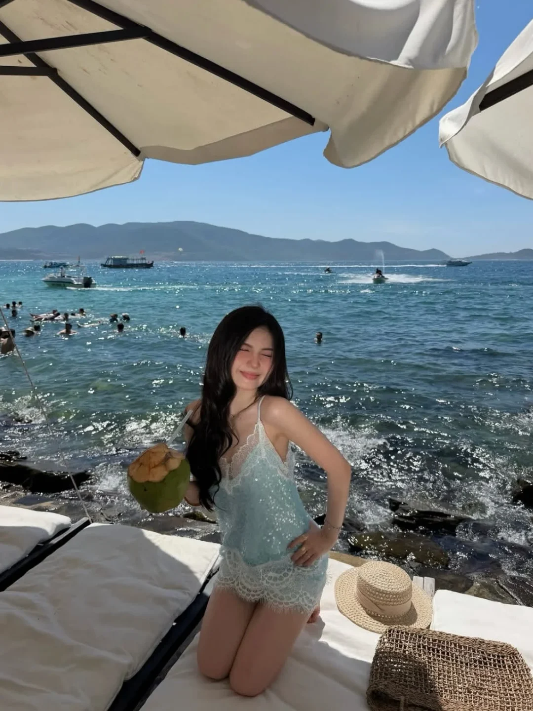 Photo 1 of Set sequin ren xanh nhạt Simoi nữ