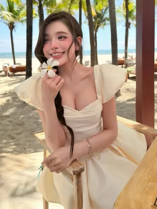 Photo 4 of Đầm satin kem tay phồng Darling.ism