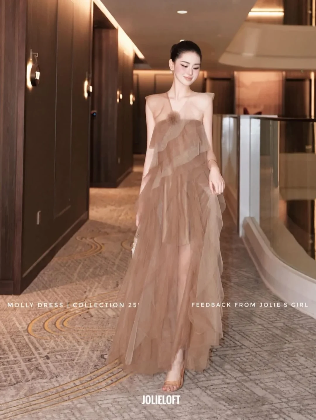 Ảnh 5 của Váy tulle nâu nhiều tầng nữ sang trọng