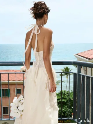 Photo 3 of Váy dạ hội ren trắng Amelie size S