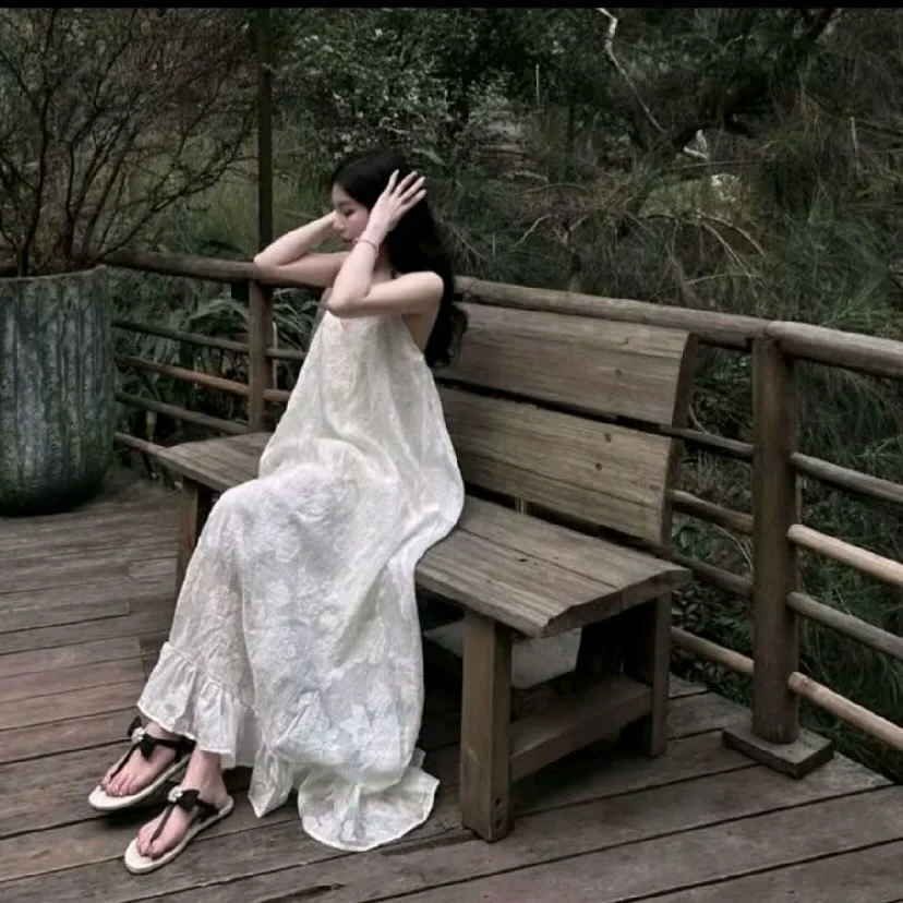 Photo 5 of Váy maxi trắng boho nữ