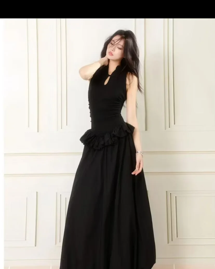 Photo 3 of Đầm maxi đen peplum dạ hội nữ
