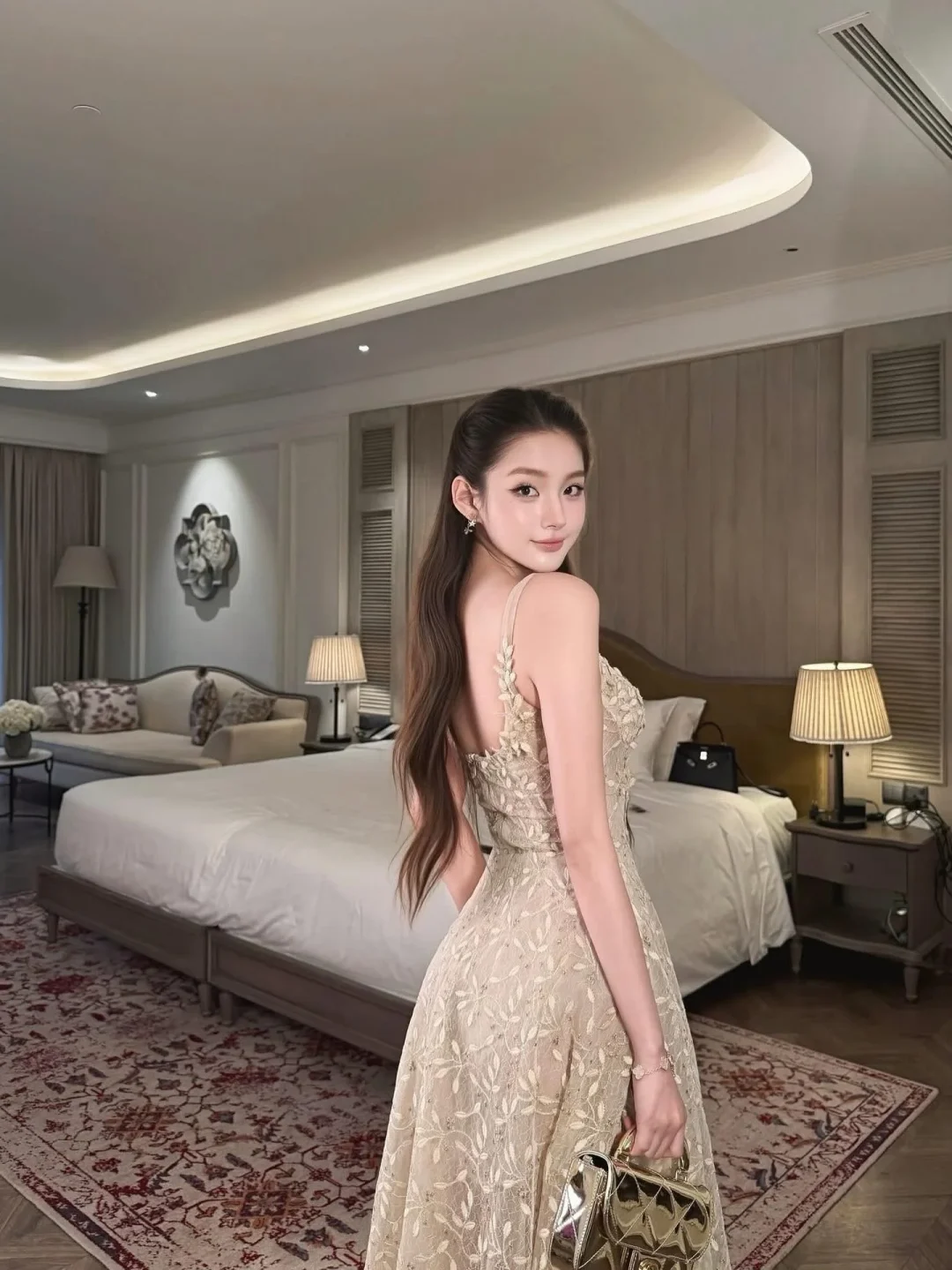 Ảnh 3 của Đầm maxi ren hoa kem Chou Chou