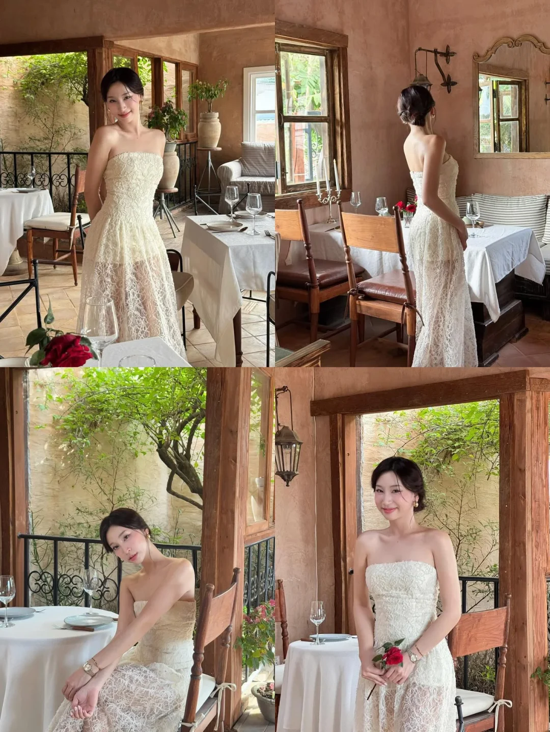 Ảnh 3 của Váy ren strapless dài màu kem