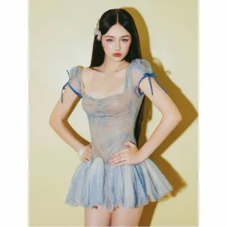 Photo 1 of Đầm ren ngắn xanh pastel nữ tính