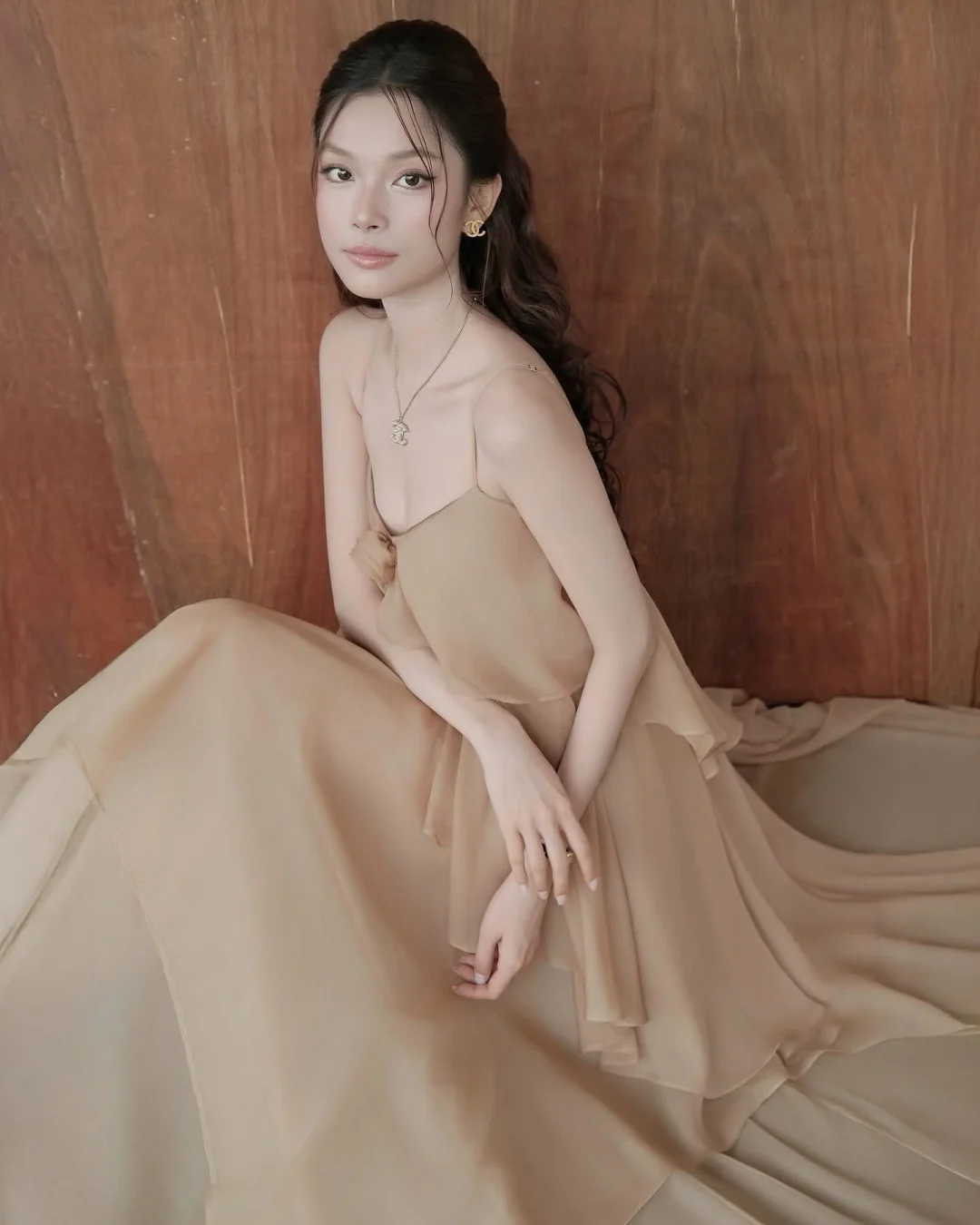 Photo 4 of Đầm maxi voan be Rubies size S