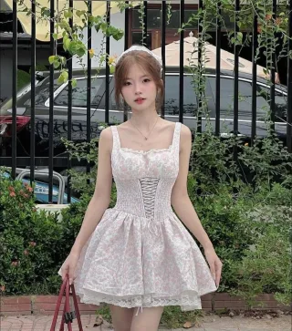 Ảnh 1 của Váy hoa nhí corset trắng nữ tính