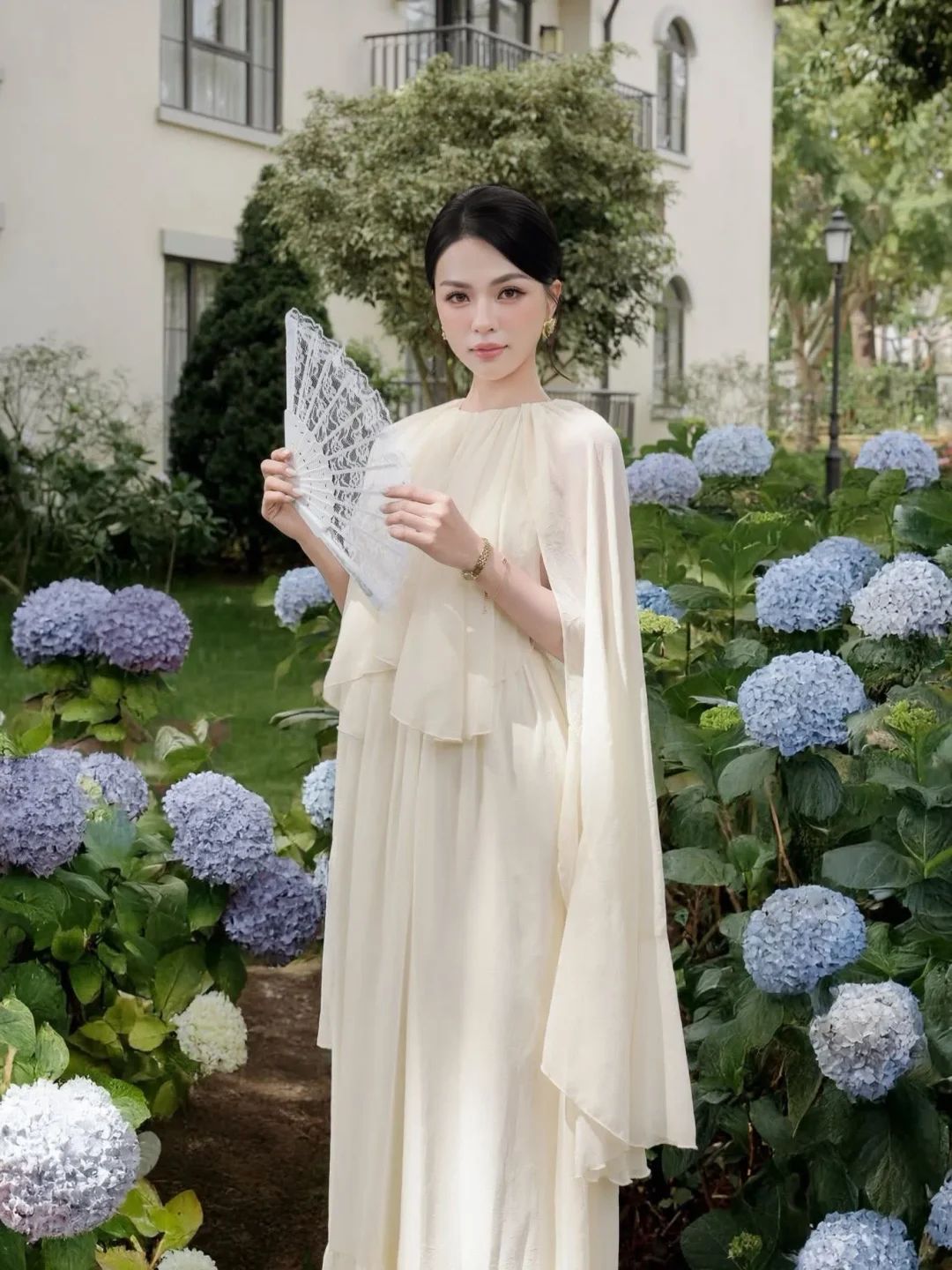 Ảnh 3 của Váy maxi voan kem NAN nữ thanh lịch