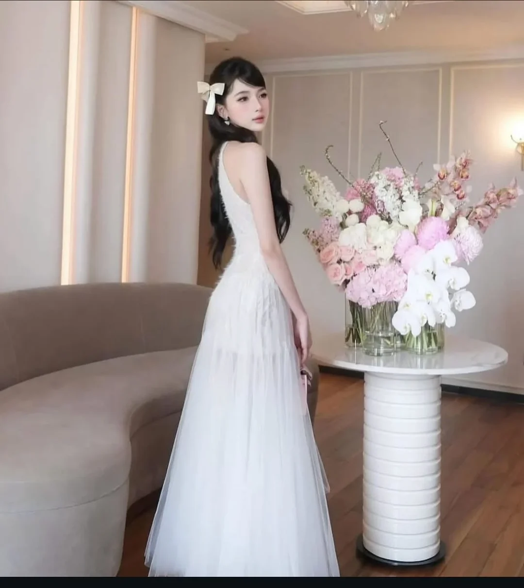 Photo 3 of Váy maxi ren trắng nữ dạ hội