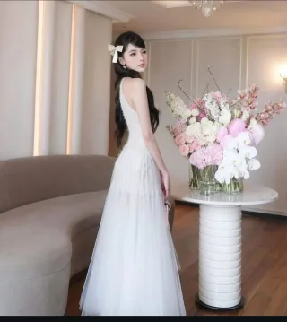 Photo 3 of Váy maxi ren trắng nữ dạ hội