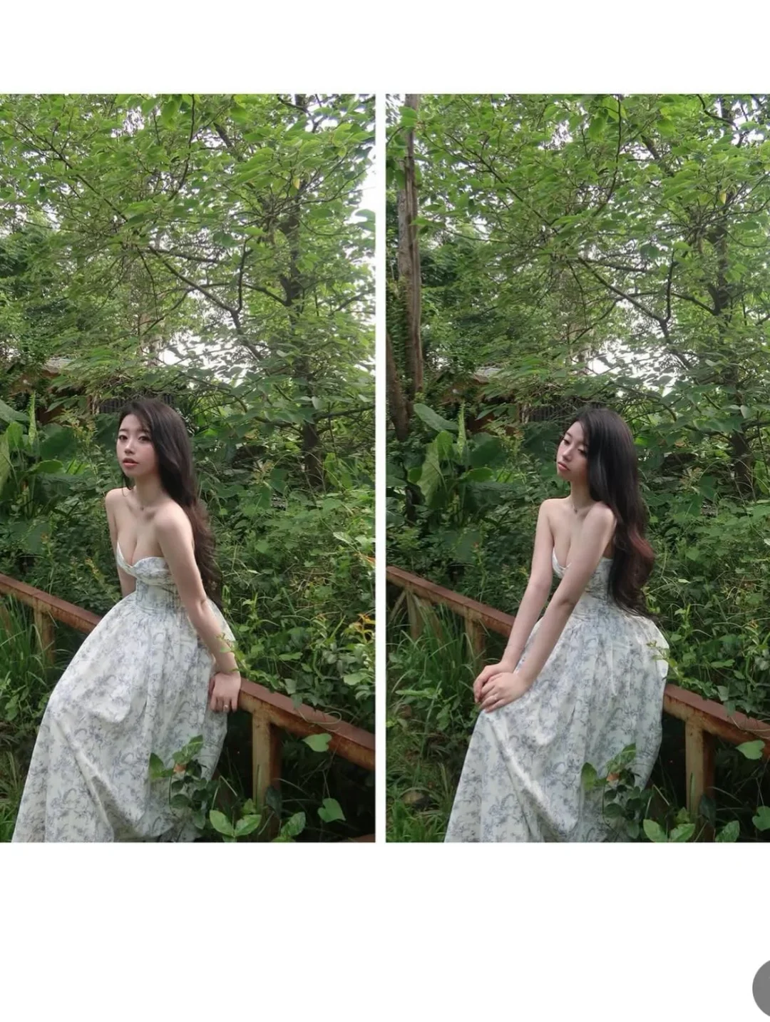 Photo 5 of Đầm maxi strapless trắng hoa nữ