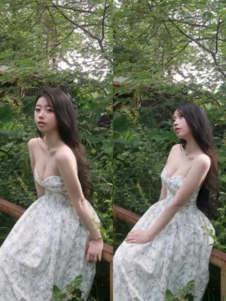 Photo 2 of Đầm maxi strapless trắng hoa nữ