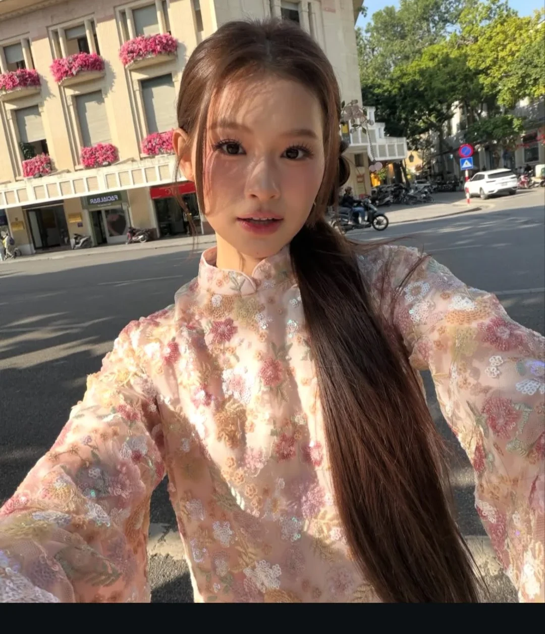 Ảnh 5 của Áo dài nữ thêu hoa hồng pastel