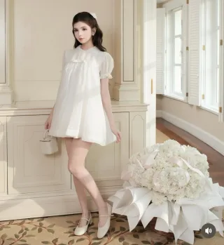 Ảnh 1 của Đầm trắng ngắn babydoll nữ tính vintage