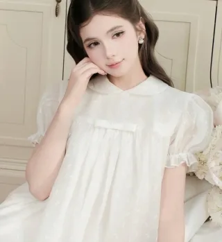 Ảnh 3 của Đầm trắng ngắn babydoll nữ tính vintage