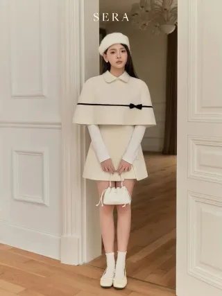 Ảnh 3 của Set áo cape váy ngắn trắng nữ