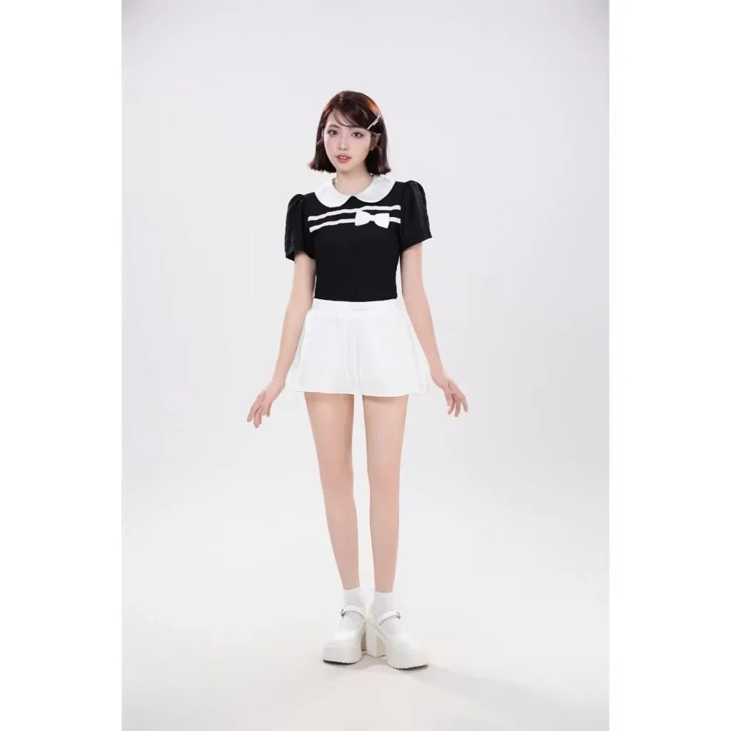 Ảnh 3 của Set croptop đen váy trắng nữ dễ thương