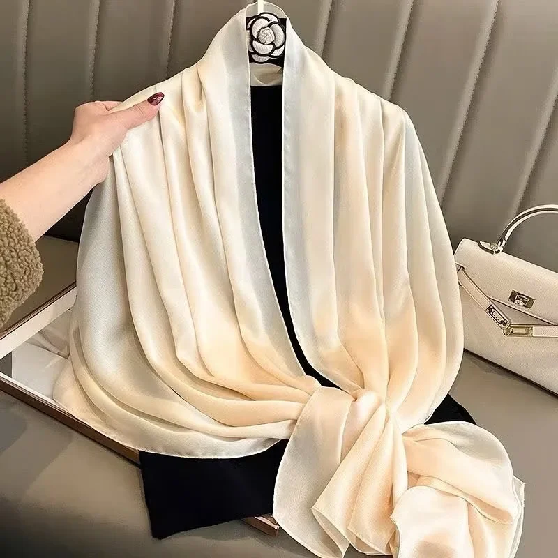 Ảnh 1 của Khăn choàng lụa kem nữ thanh lịch