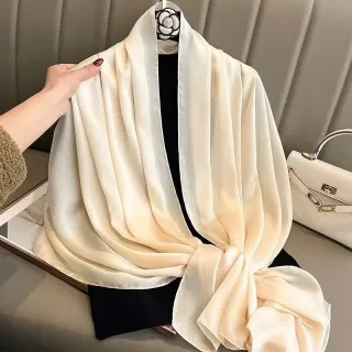 Ảnh 1 của Khăn choàng lụa kem nữ thanh lịch