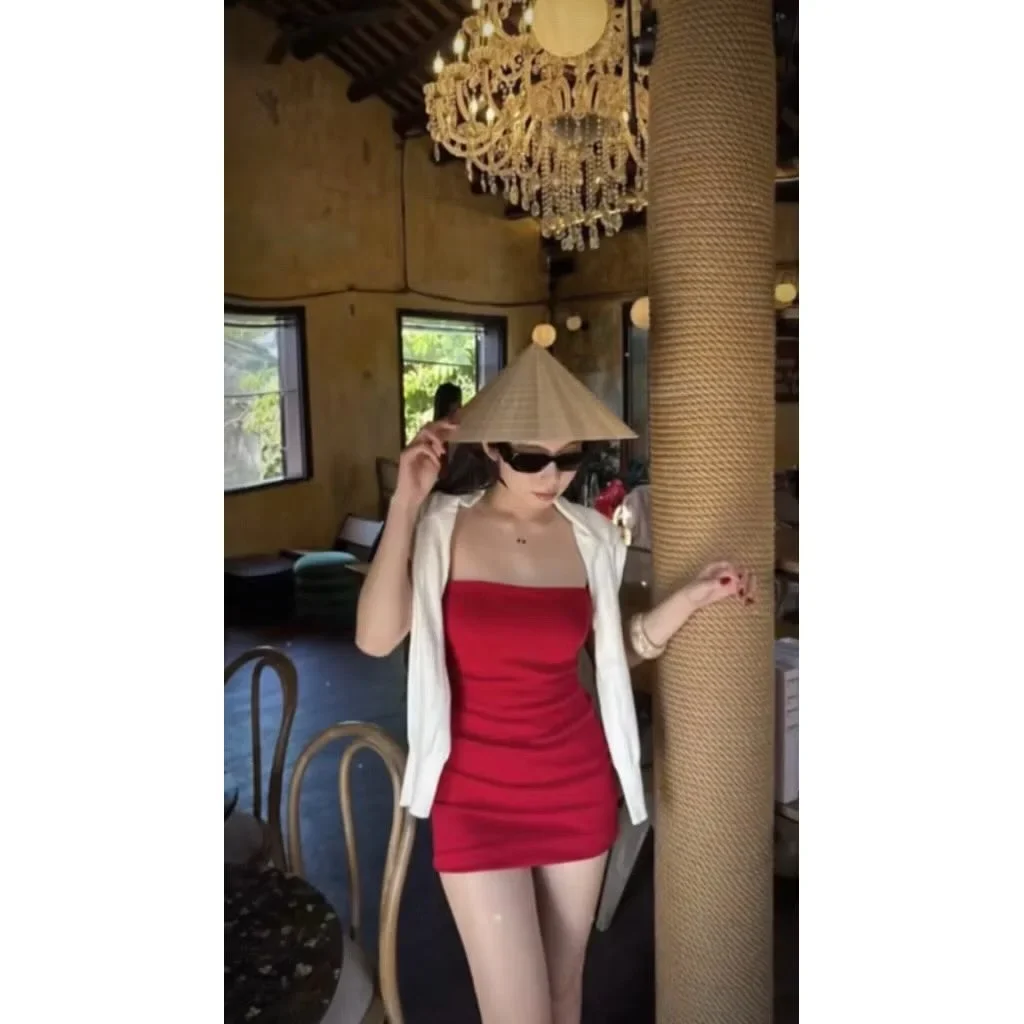 Ảnh 10 của Đầm đỏ cúp ngực nhún nữ thuê
