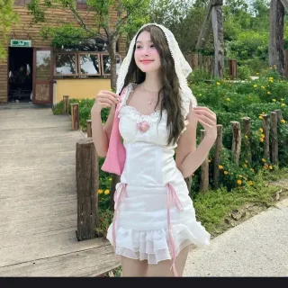 Photo 4 of Váy trắng ngắn ruffle ren coquette