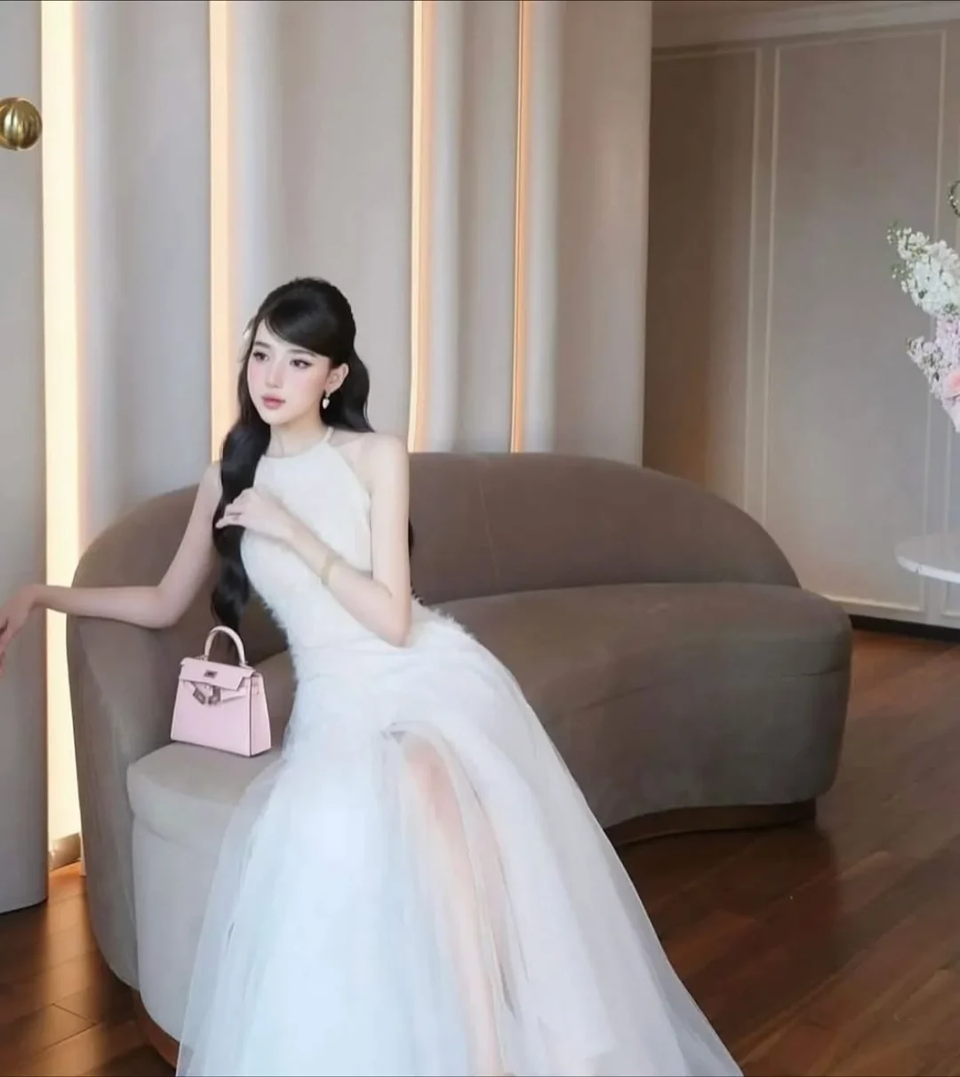 Photo 2 of Váy maxi ren trắng nữ dạ hội