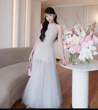 Photo 1 of Váy maxi ren trắng nữ dạ hội