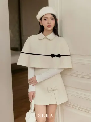 Ảnh 2 của Set áo cape váy ngắn trắng nữ