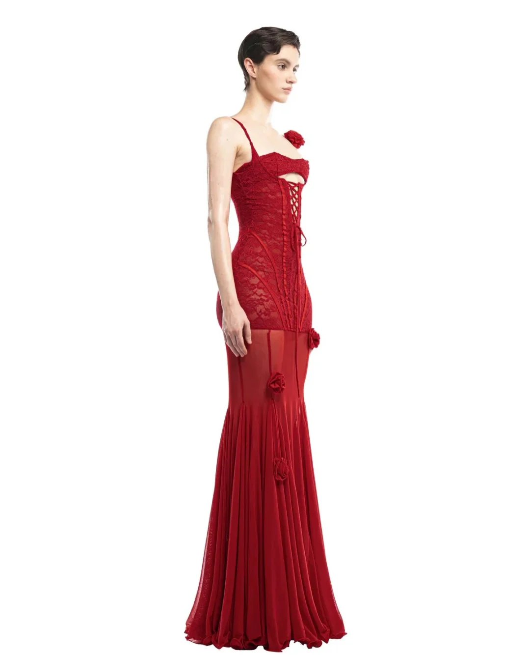 Photo 4 of Đầm dạ hội đỏ corset ren Huelleyrose size M