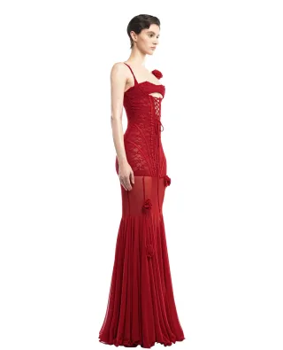 Photo 4 of Đầm dạ hội đỏ corset ren Huelleyrose size M