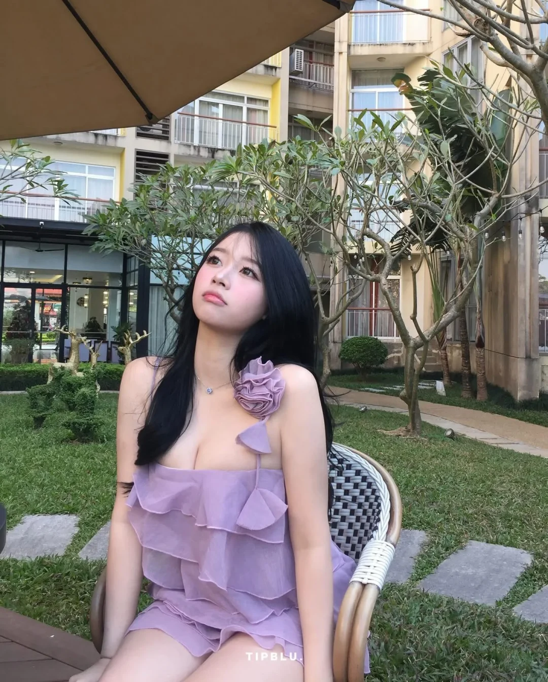 Ảnh 7 của Đầm tím bèo nhún hai dây nữ