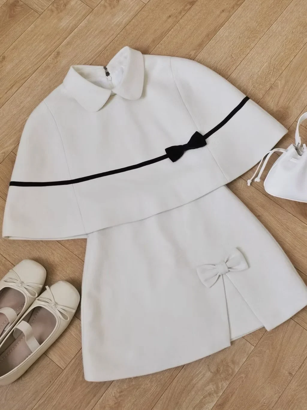 Ảnh 7 của Set áo cape váy ngắn trắng nữ