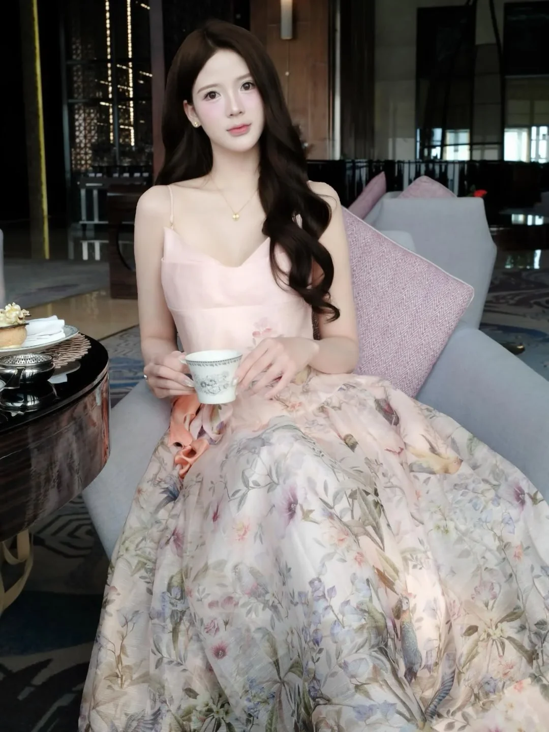 Ảnh 4 của Váy dài hồng pastel Zimerman hai dây
