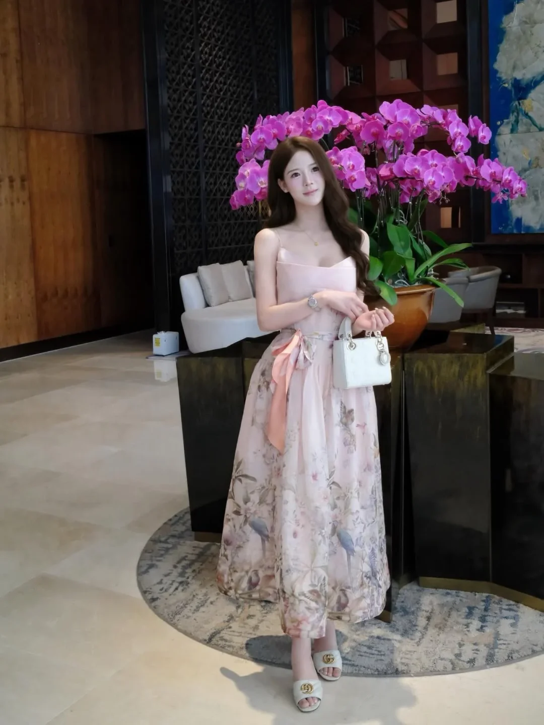 Ảnh 6 của Váy dài hồng pastel Zimerman hai dây