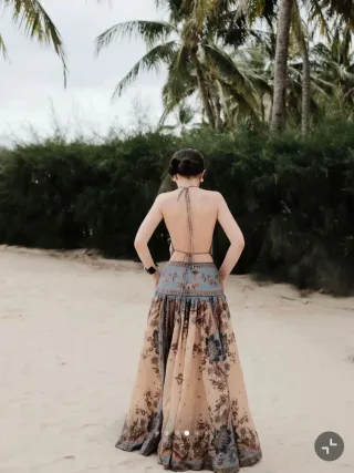 Photo 4 of Váy maxi hoa boho voan chiffon nữ