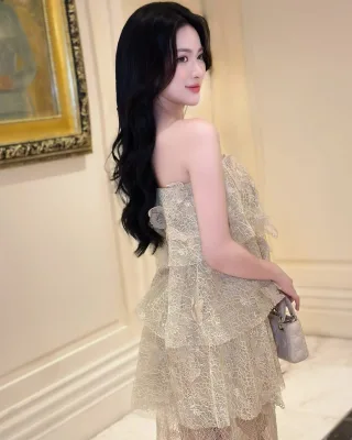 Photo 3 of Váy ren kem hai tầng Josephin nữ