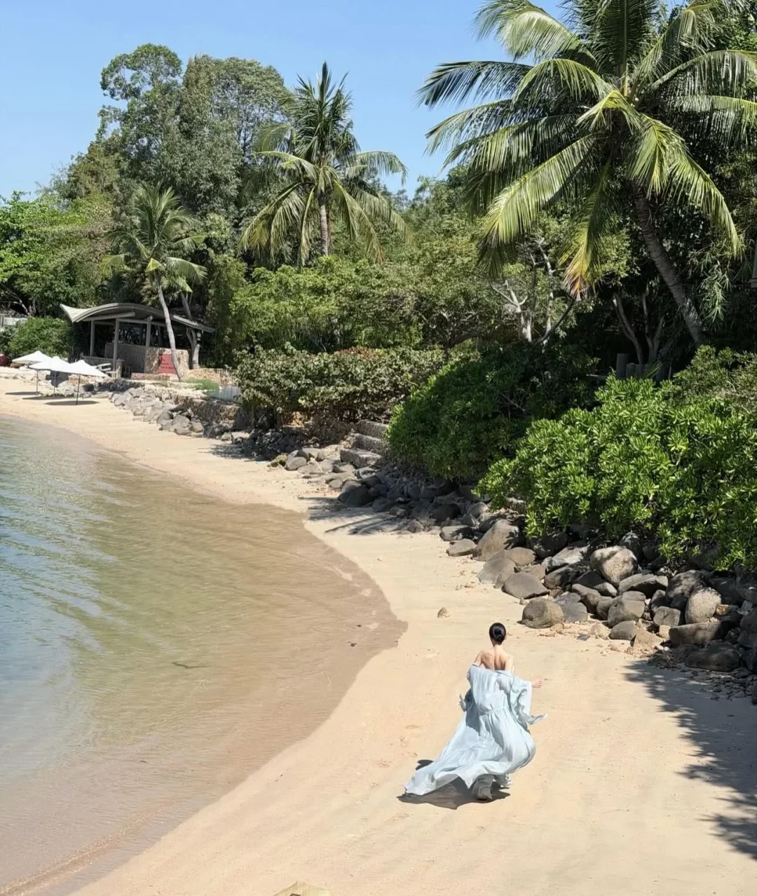 Photo 1 of Váy maxi voan xanh nhạt bay bổng nữ
