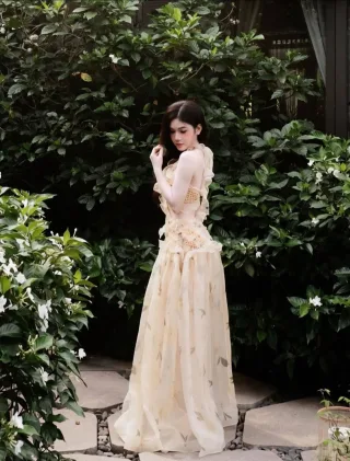 Photo 2 of Váy tiệc voan be Zimerman nữ tính