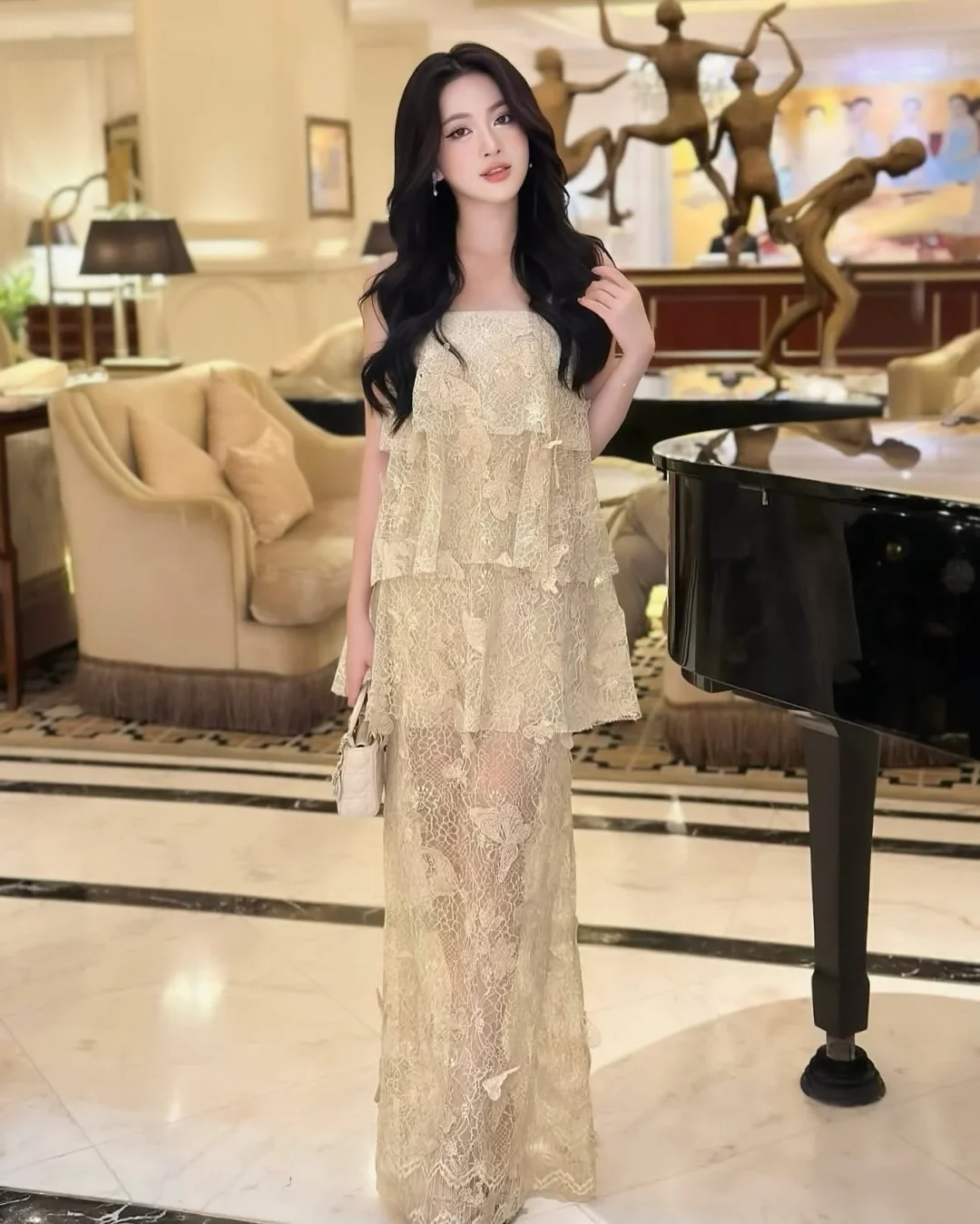 Photo 1 of Váy ren kem hai tầng Josephin nữ