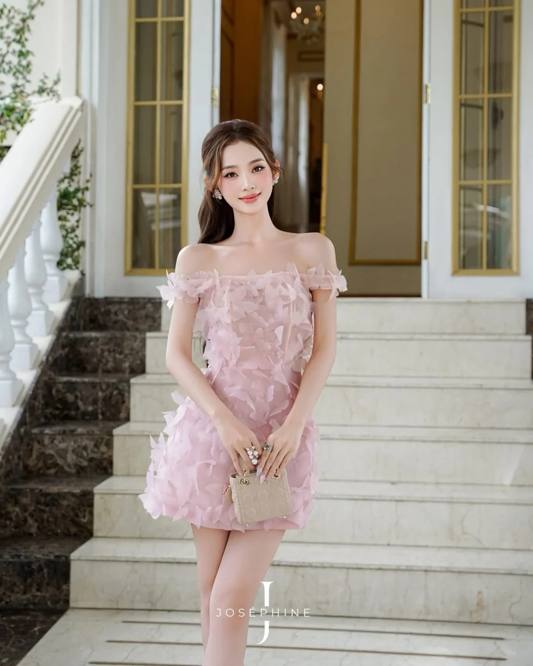 Ảnh 3 của Váy tiệc hồng cánh hoa Josephin nữ